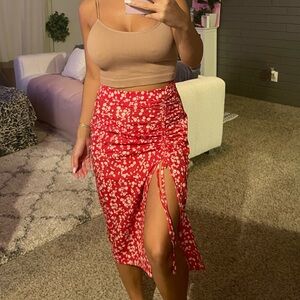 Red and white flower skirt